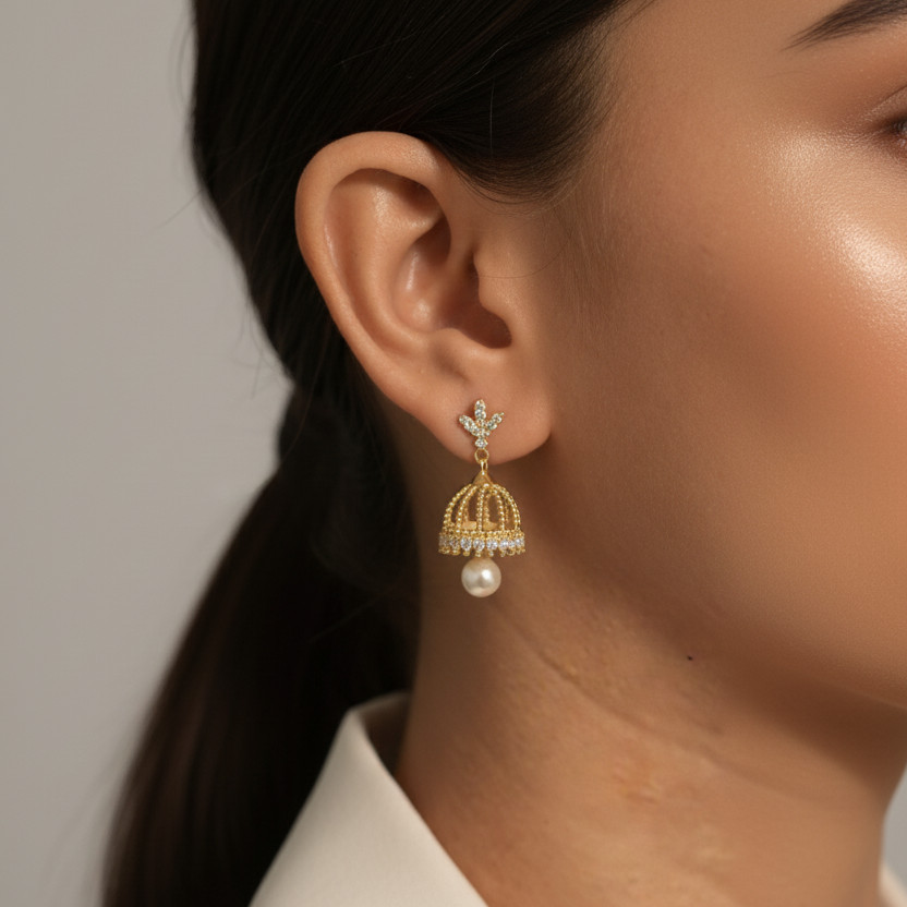 Alyne Pearl Jhumka Earrings