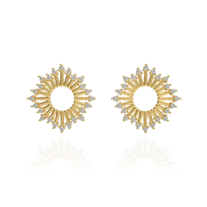 Prism Sunburst Diamond Stud Earrings