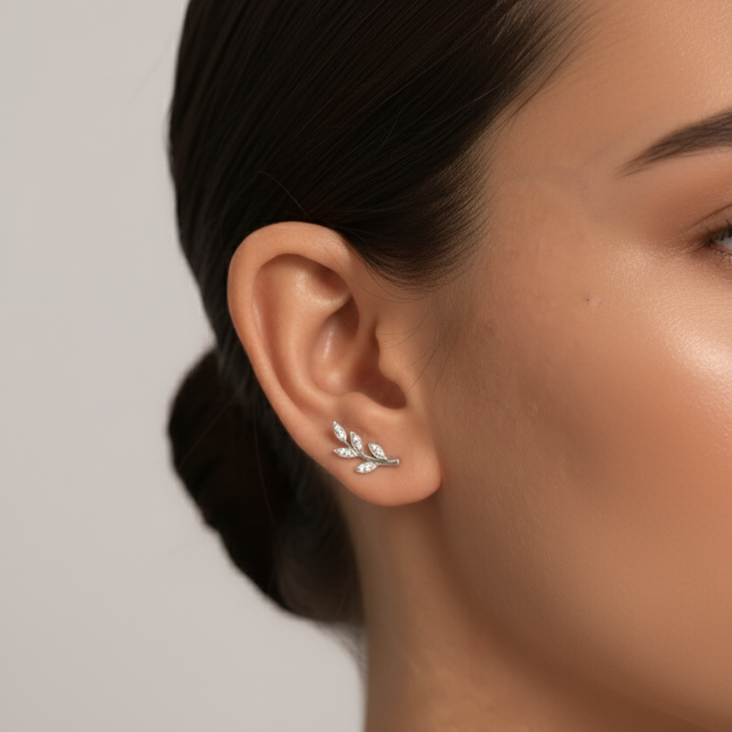 Leafline Nature-Inspired Lab Diamond Stud Earrings
