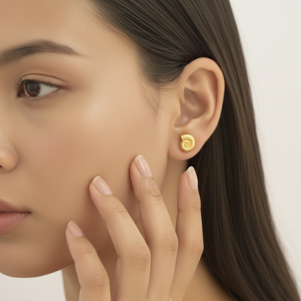 Shell Spiral Stud Earrings