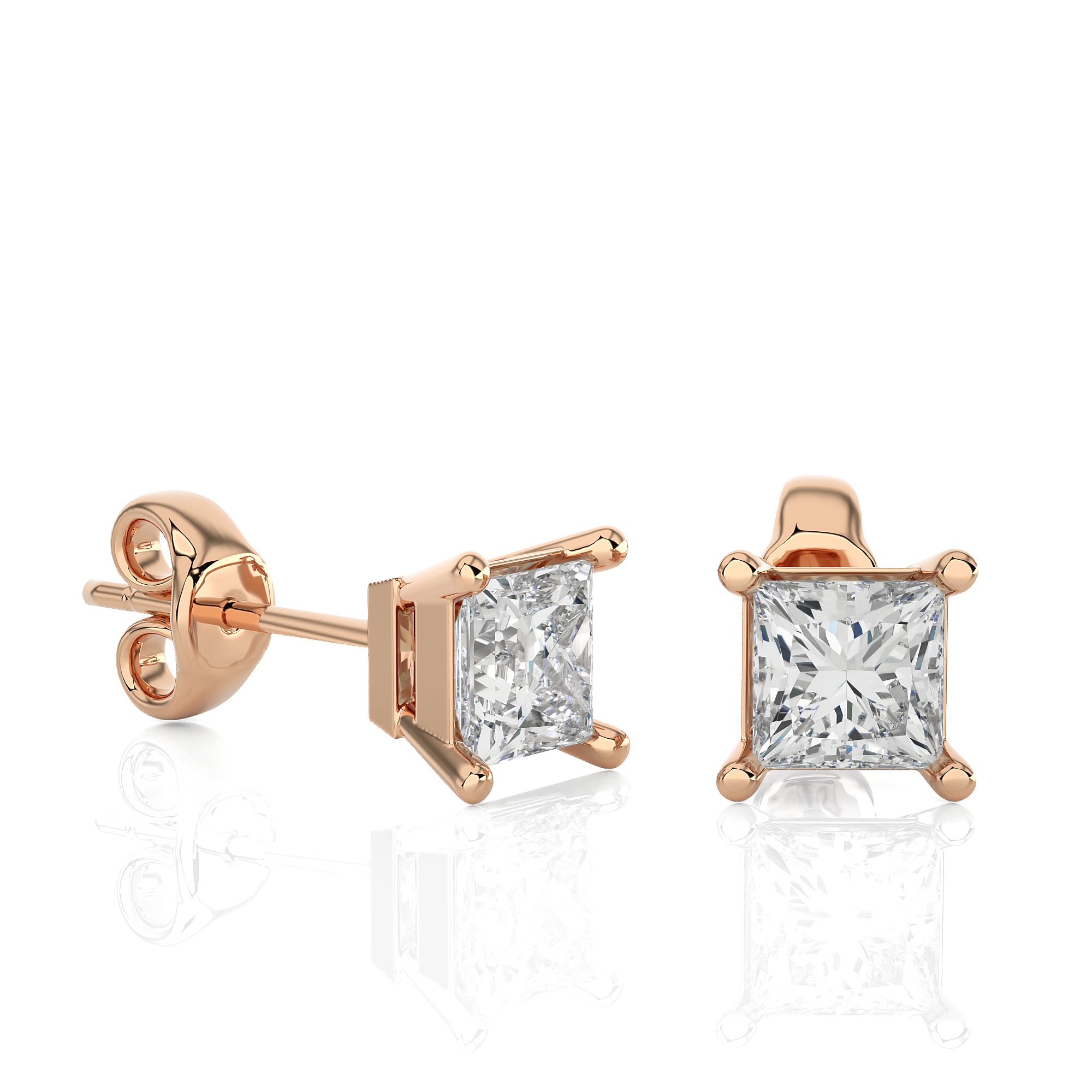 Elegant Square Cut Diamond Stud