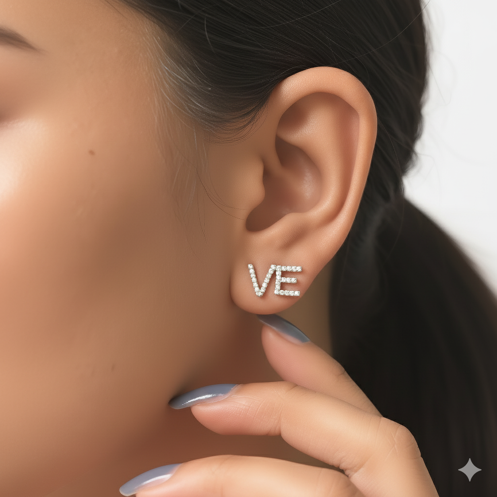 Romantic LOVE Diamond Stud