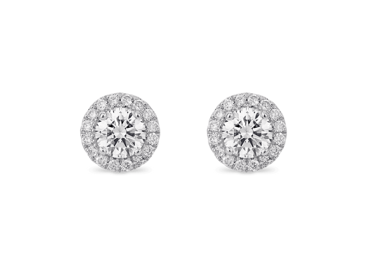 Lab-Grown Diamond 1ct. tw. Halo 14k Gold Earrings | White