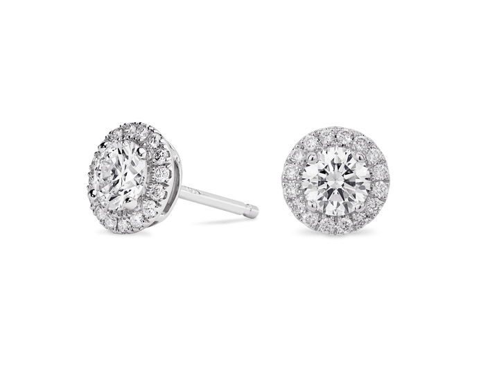 Lab-Grown Diamond 1ct. tw. Halo 14k Gold Earrings | White