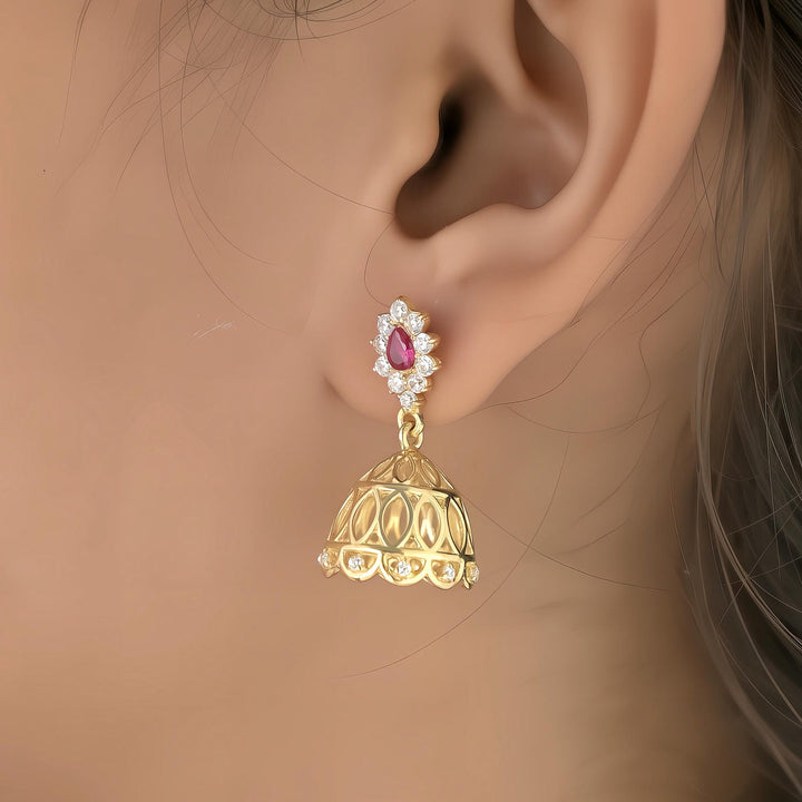 Silver Yellow Gold Vermeil Dazzling Delight Jhumki Earring