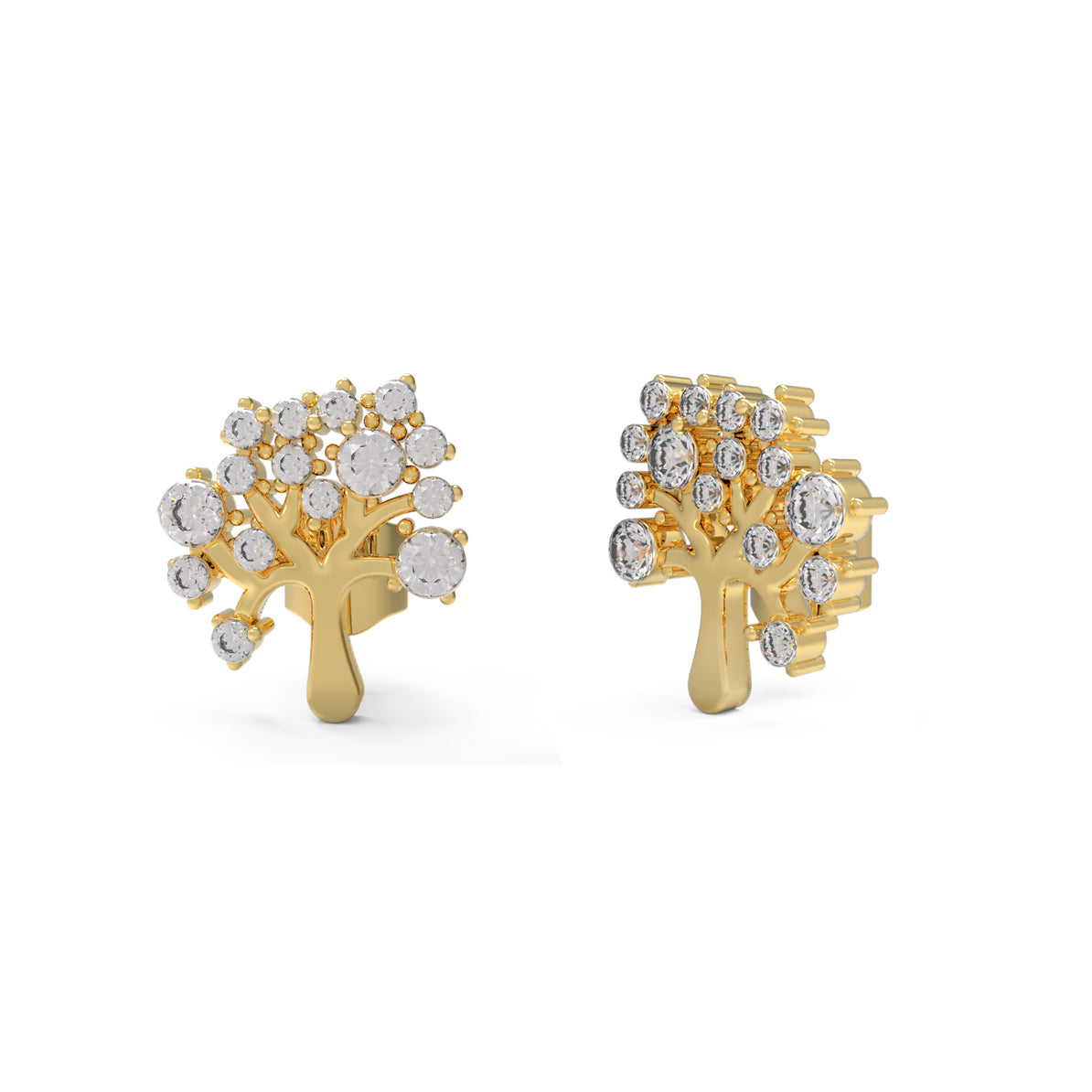 Blossoming Tree of Life Diamond Stud Earrings