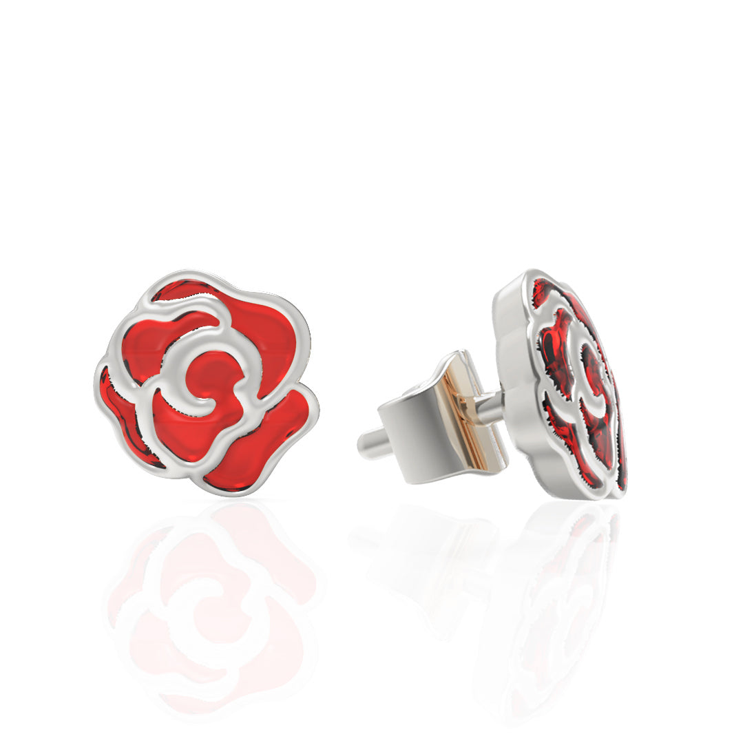 Petite Romantic Rose Enamel Studs