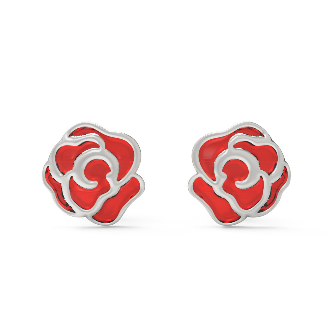 Petite Floral Rose Enamel Stud Earrings