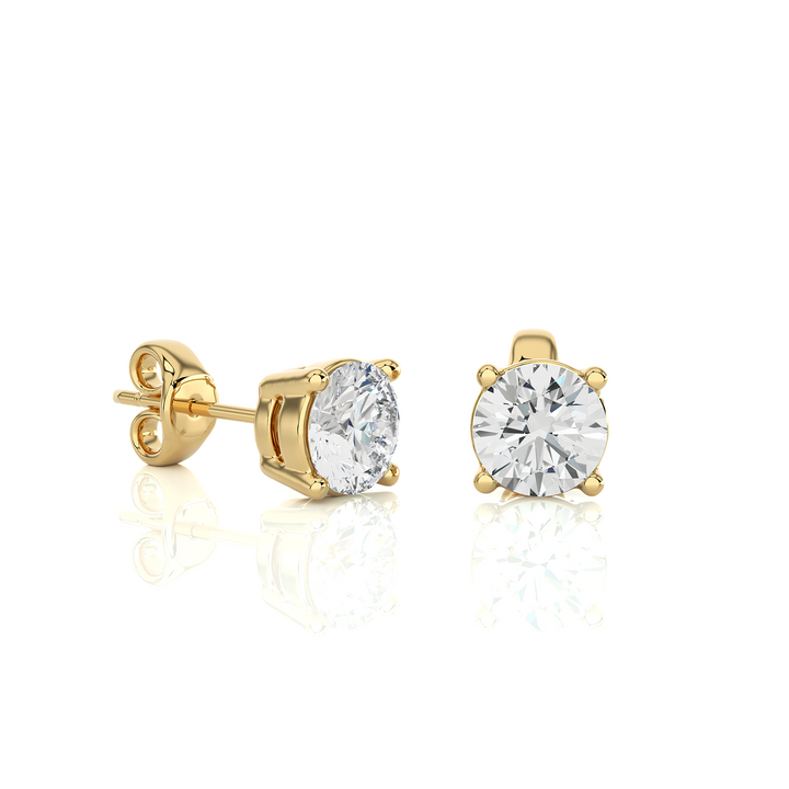 Frost Bloom Classic Round Solitaire Stud Earrings