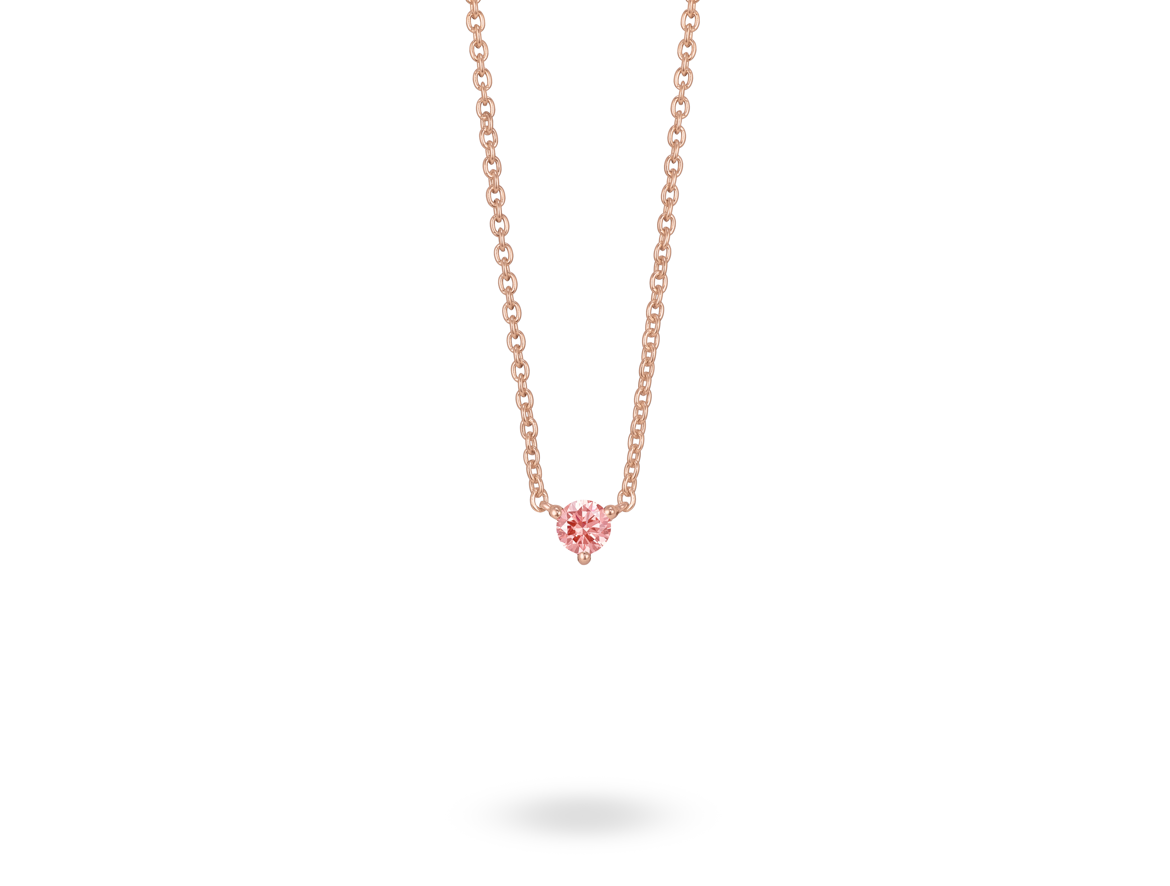 Lab-Grown Diamond ¼ct. Mini Round Brilliant Solitaire 10k Gold Pendant | Pink