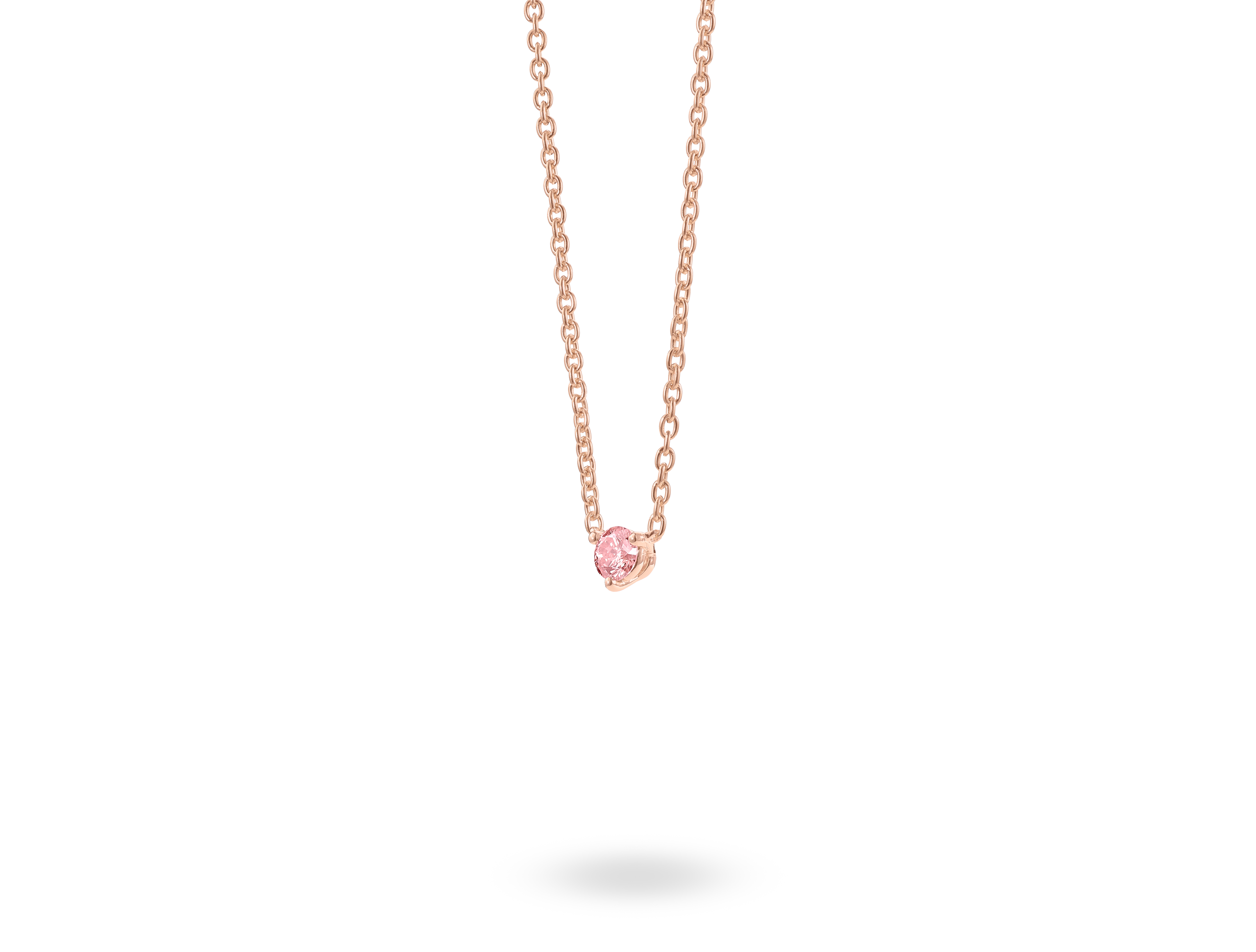 Lab-Grown Diamond ¼ct. Mini Round Brilliant Solitaire 10k Gold Pendant | Pink