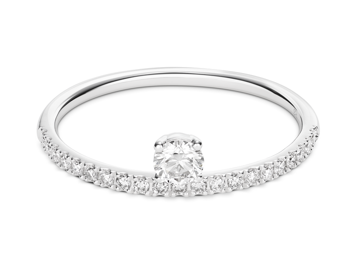 Lab-Grown Diamond ¼ct. tw. Floating Stone Pavé Stacking Ring | White