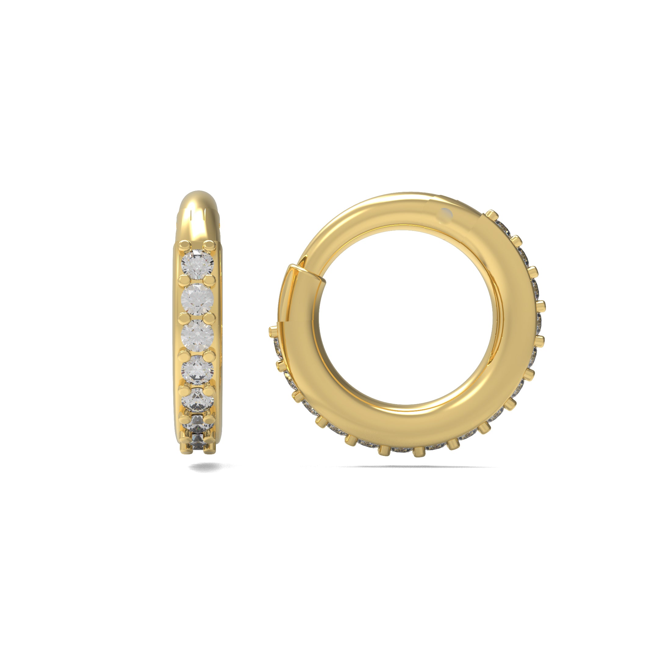 Classic Round Diamond-Accented Hoop Earrings
