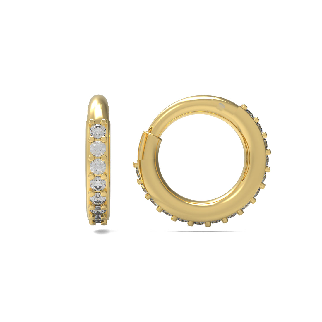 Classic Round Diamond-Accented Hoop Earrings