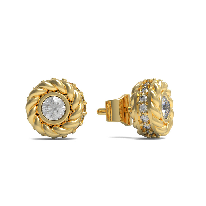 Twisted Halo Diamond Stud Earrings