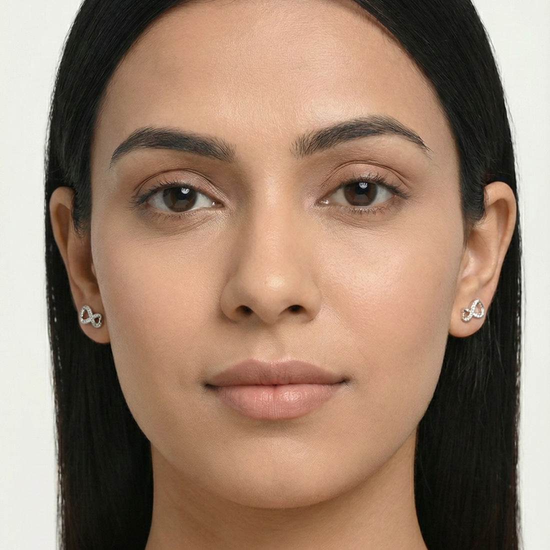 Infinity Curve Heart-Detail Diamond Studs