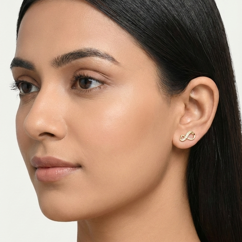 Eternal Infinity with Heart Diamond Stud Earrings