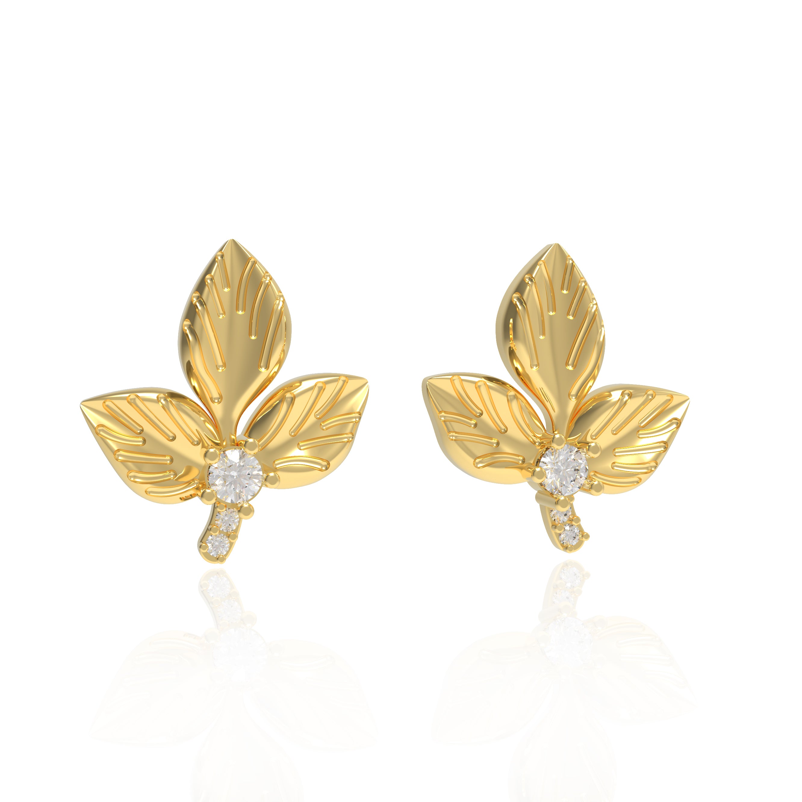 The Diamond Gold Leaf Earrings
