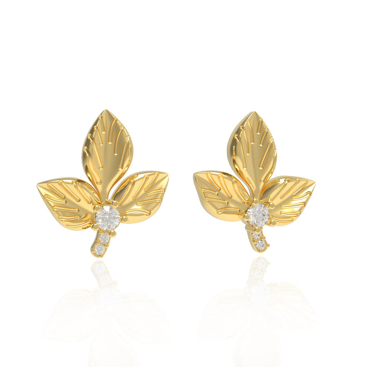 The Diamond Gold Leaf Earrings