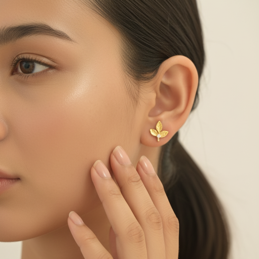 Gold Leaf Diamond Earrings