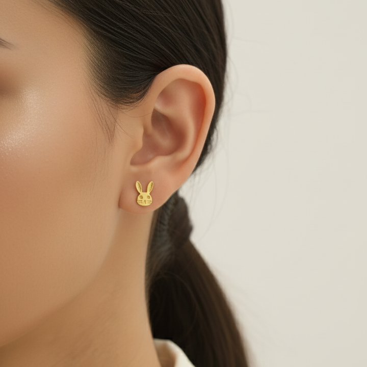 Bunny Motif Kids’ Gold Earrings