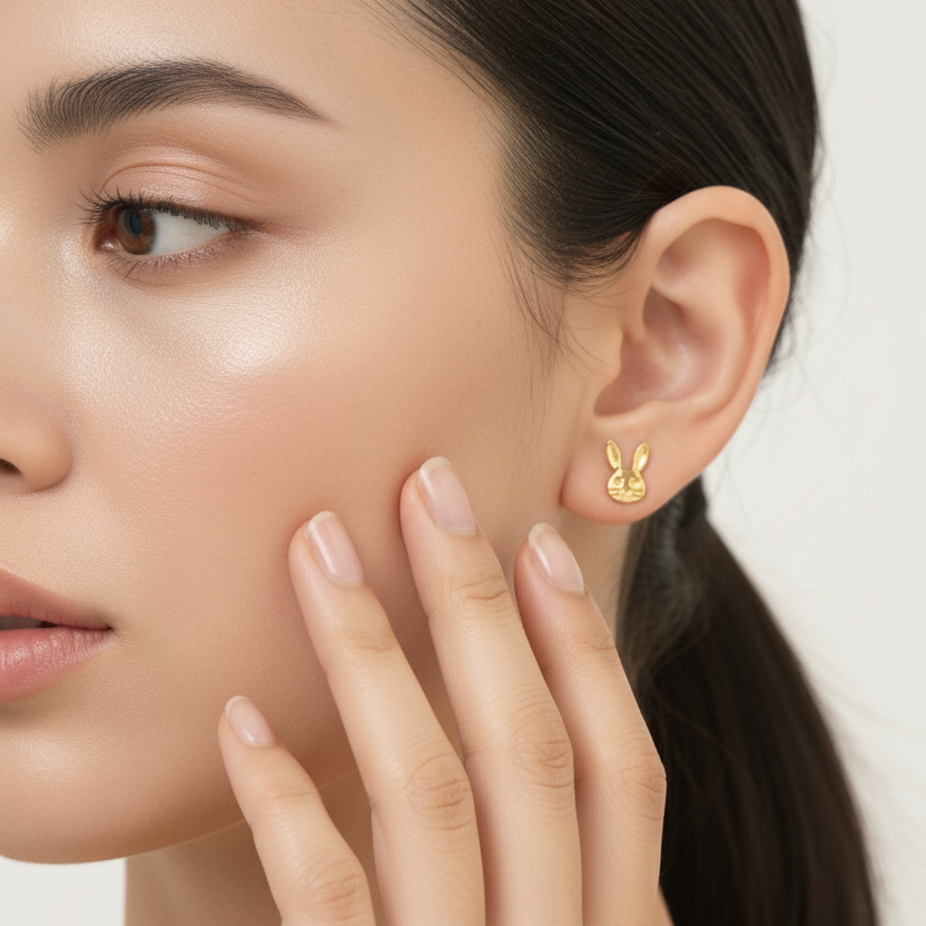 Mini Bunny Kids’ Gold Earrings