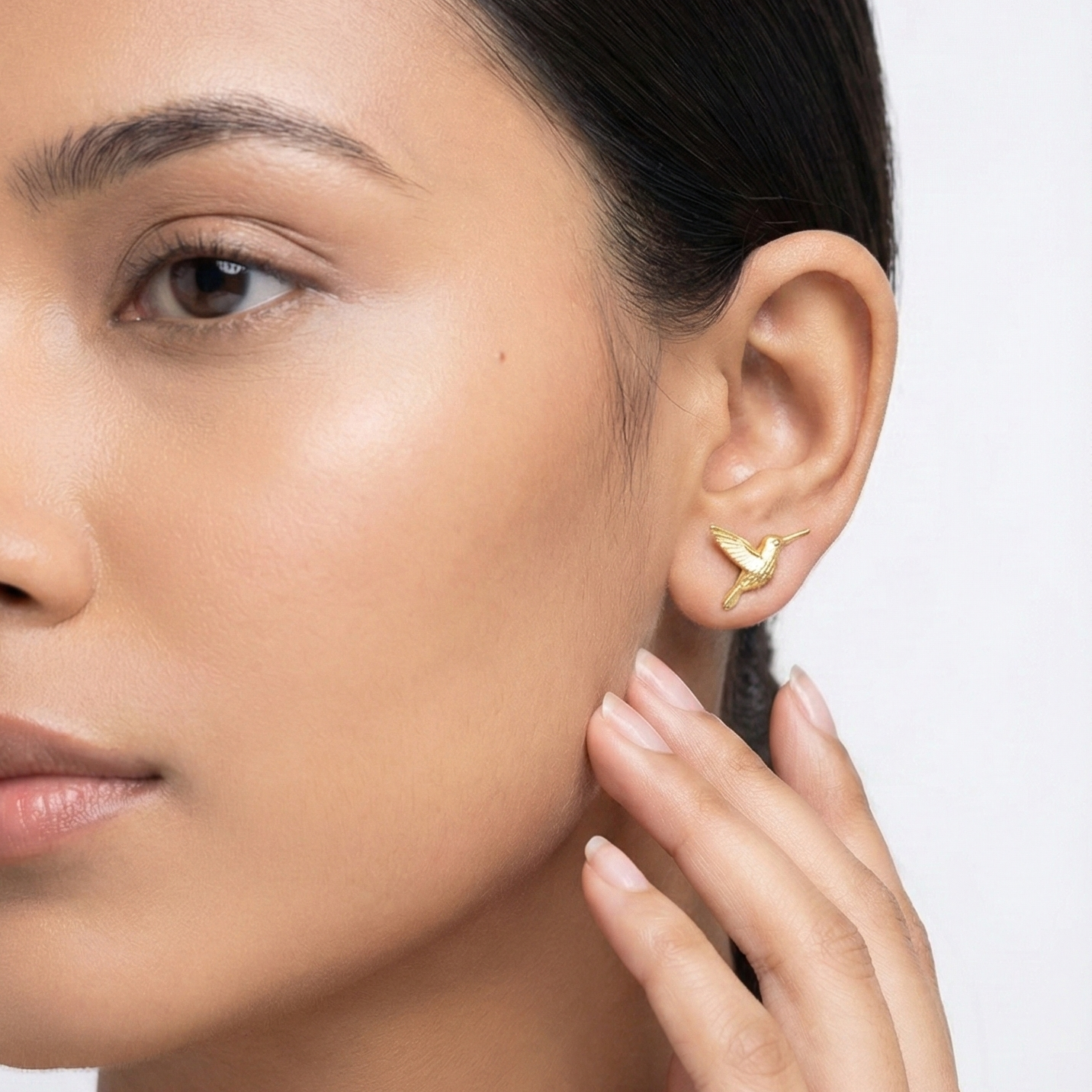 Mini Bird Gold Stud Earrings