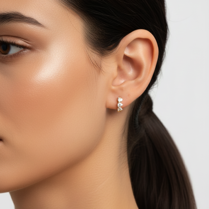 Heart Stone Huggie Earrings