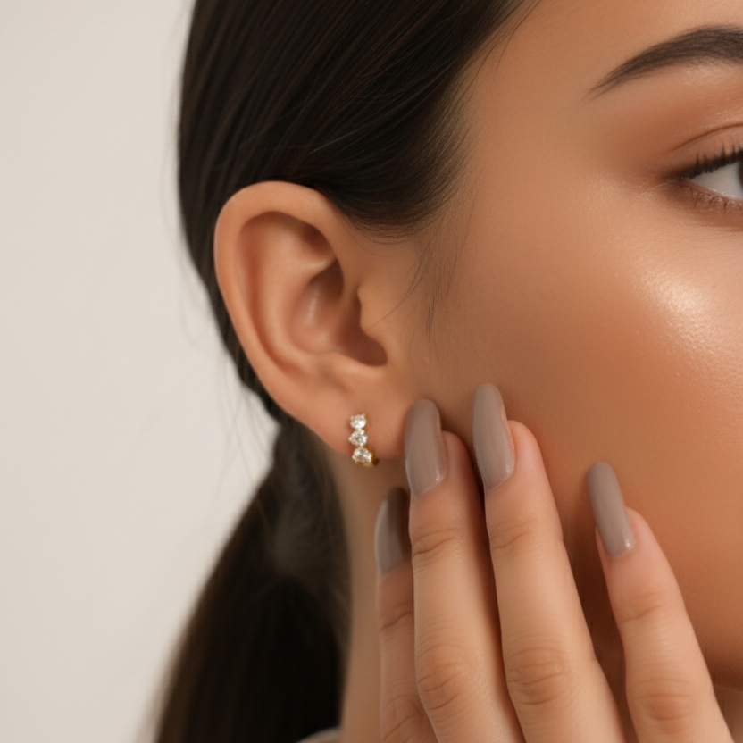 Heart Detail Huggie Earrings