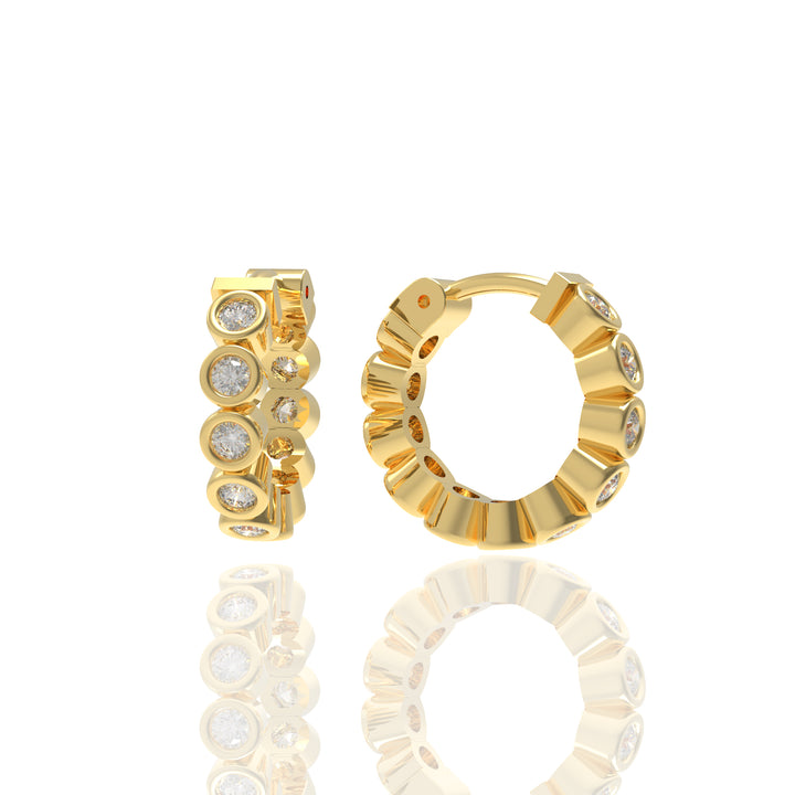 Bezel Diamond Huggie Earrings