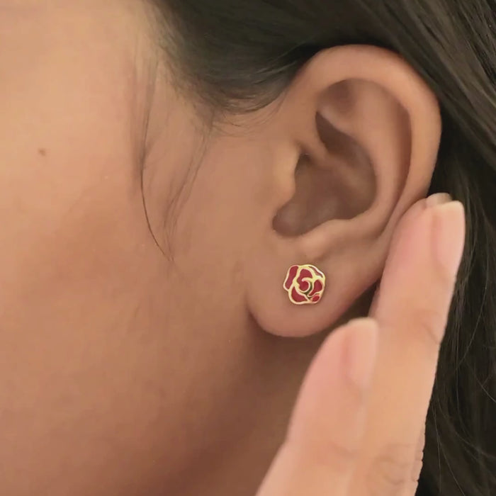 Petite Bloom Rose Enamel Studs