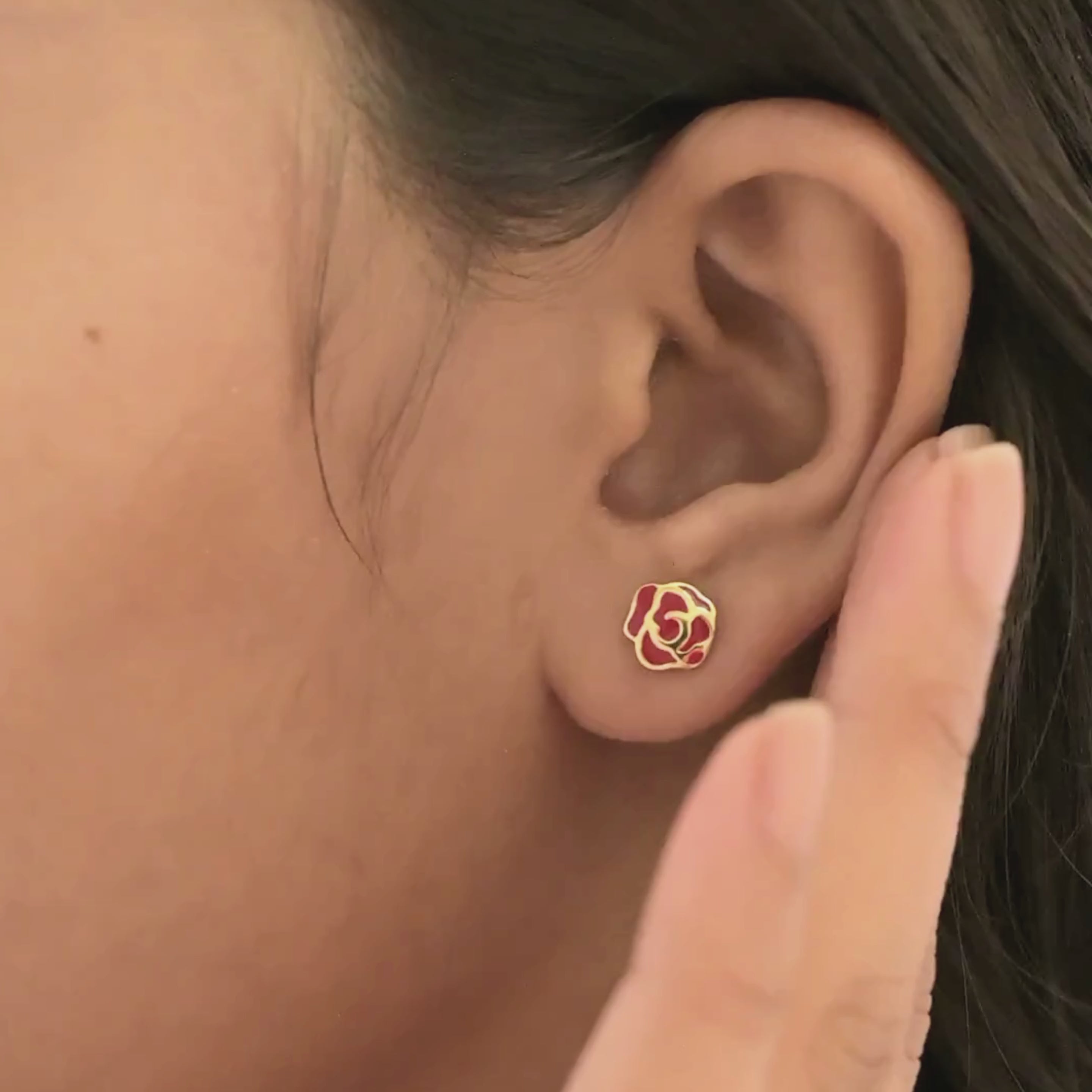 Petite Bloom Rose Enamel Studs