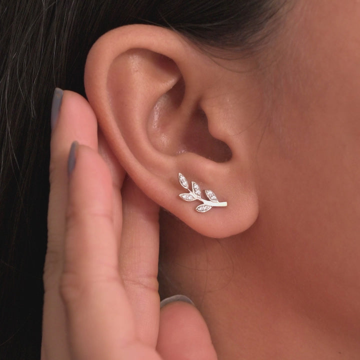 Leafline Diamond Stud Earrings
