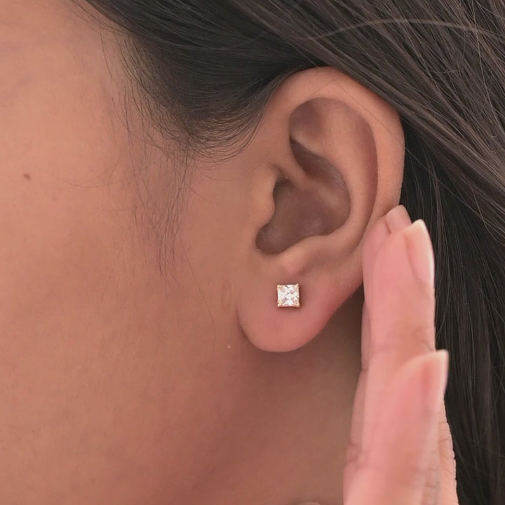 Classic Square Cut Diamond Stud