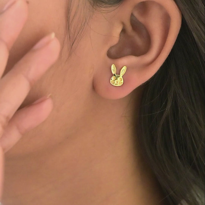 Cute Bunny Kids’ Gold Earrings