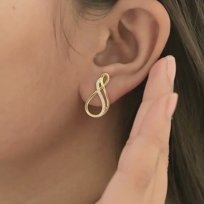 Infinity Loop Diamond Drop Earrings