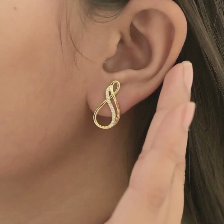 Infinity Loop Diamond Drop Earrings