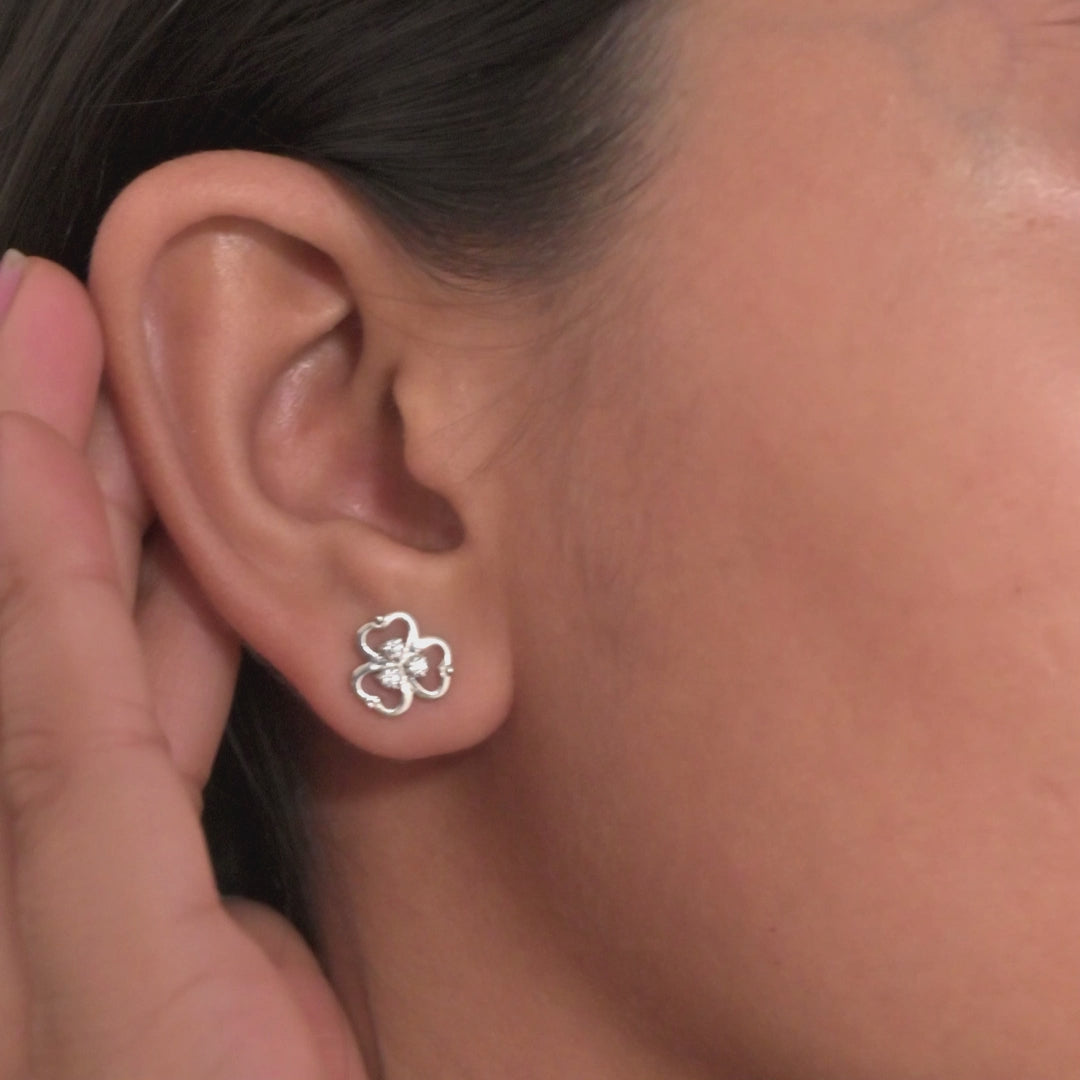 Trinity Clover Diamond Stud Earrings