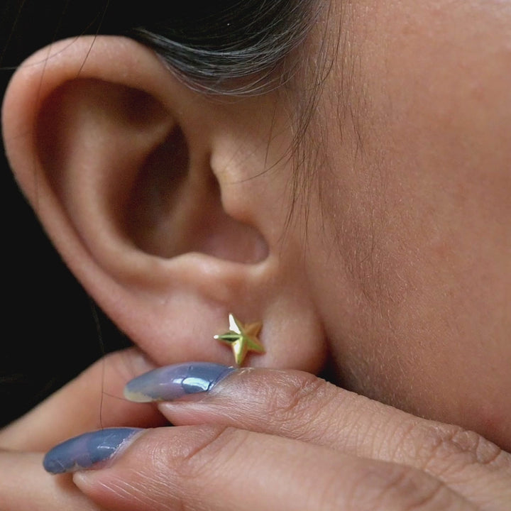 Twinkling Star Gold Stud Earrings