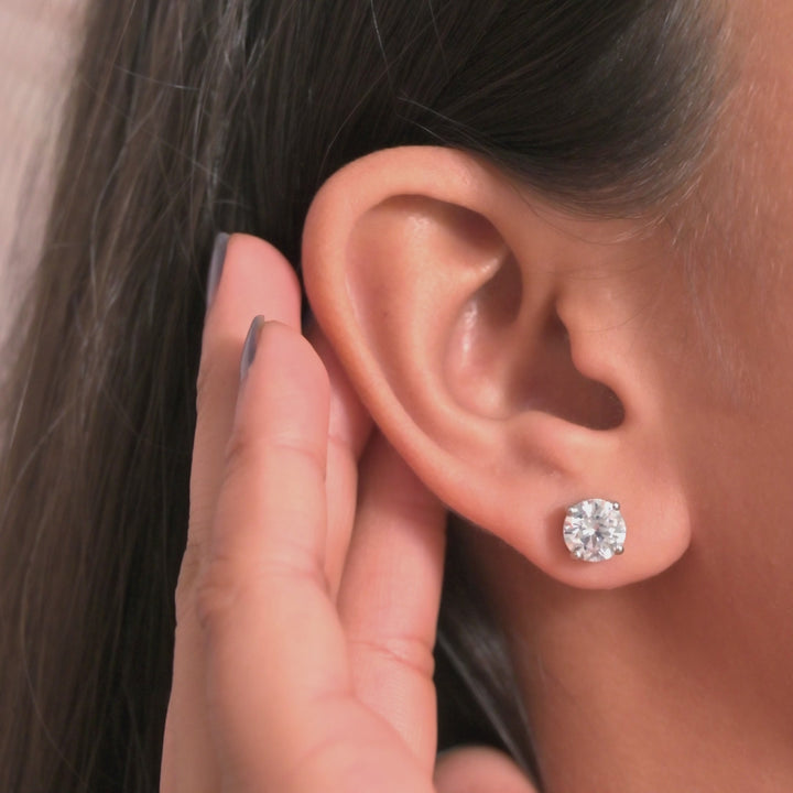 Frost Bloom Prong-Set Solitaire Stud Earrings