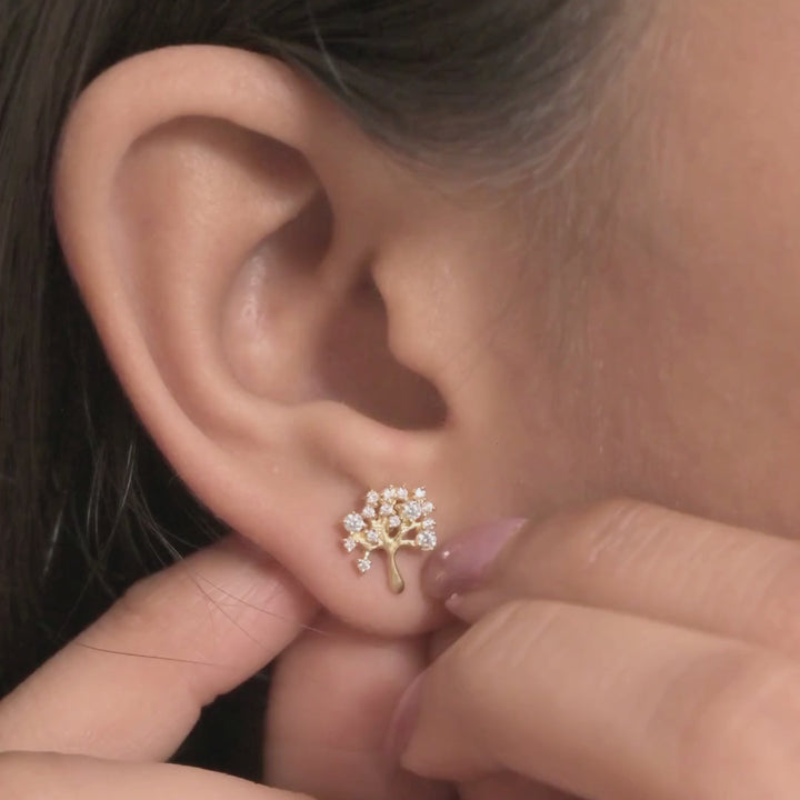 Radiant Tree of Life Pavé Diamond Studs
