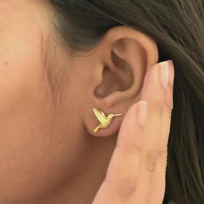 Petite Bird Gold Stud Earrings