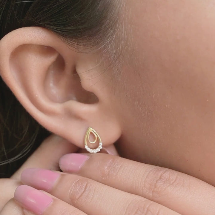 Gold Vermeil Drop Stud Earrings